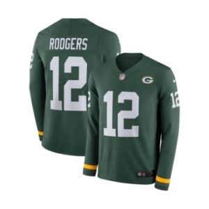 Men's Nike Green Bay Packers #12 Aaron Rodgers Limited Green Therma Long Sleeve NFL Jersey