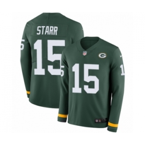 Men's Nike Green Bay Packers #15 Bart Starr Limited Green Therma Long Sleeve NFL Jersey
