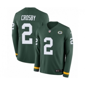 Men's Nike Green Bay Packers #2 Mason Crosby Limited Green Therma Long Sleeve NFL Jersey