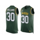 Men's Nike Green Bay Packers #30 Jamaal Williams Limited Green Player Name & Number Tank Top NFL Jersey