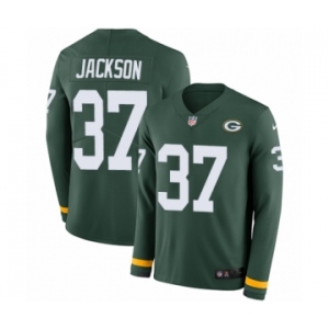 Men's Nike Green Bay Packers #37 Josh Jackson Limited Green Therma Long Sleeve NFL Jersey