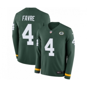 Men's Nike Green Bay Packers #4 Brett Favre Limited Green Therma Long Sleeve NFL Jersey