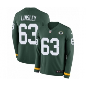 Men's Nike Green Bay Packers #63 Corey Linsley Limited Green Therma Long Sleeve NFL Jersey