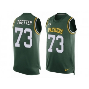 Men's Nike Green Bay Packers #73 JC Tretter Limited Green Player Name & Number Tank Top NFL Jersey