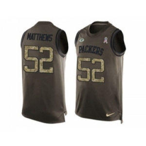 Nike Green Bay Packers #52 Clay Matthews Green Men's Stitched NFL Limited Salute To Service Tank Top Jersey