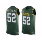 Nike Green Bay Packers #52 Clay Matthews Green Team Color Men's Stitched NFL Limited Tank Top Jersey