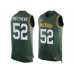 Nike Green Bay Packers #52 Clay Matthews Green Team Color Men's Stitched NFL Limited Tank Top Jersey