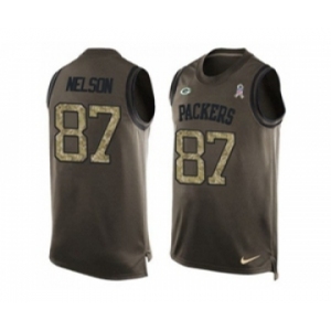 Nike Green Bay Packers #87 Jordy Nelson Green Men's Stitched NFL Limited Salute To Service Tank Top Jersey