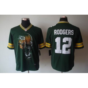 nike nfl jerseys green bay packers #12 rodgers green[helmet tri-blend limited]