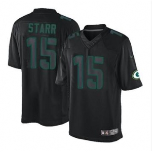 nike nfl jerseys green bay packers #15 starr black[nike impact limited]