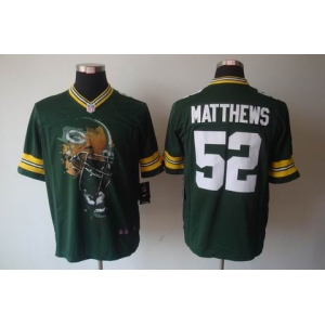 nike nfl jerseys green bay packers #52 matthews green[helmet tri-blend limited]