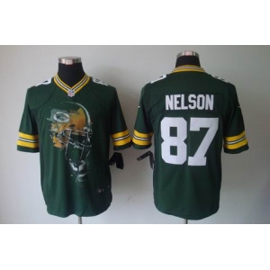 nike nfl jerseys green bay packers #87 nelson green[helmet tri-blend limited]