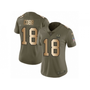 Women Nike Green Bay Packers #18 Randall Cobb Limited Olive Gold 2017 Salute to Service NFL Jersey
