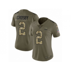 Women Nike Green Bay Packers #2 Mason Crosby Limited Olive Camo 2017 Salute to Service NFL Jersey