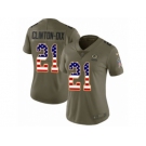 Women Nike Green Bay Packers #21 Ha Ha Clinton-Dix Limited Olive USA Flag 2017 Salute to Service NFL Jersey