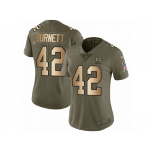 Women Nike Green Bay Packers #42 Morgan Burnett Limited Olive Gold 2017 Salute to Service NFL Jersey