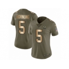 Women Nike Green Bay Packers #5 Paul Hornung Limited Olive Gold 2017 Salute to Service NFL Jersey