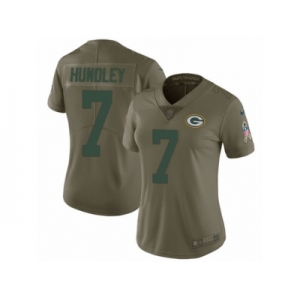 Women Nike Green Bay Packers #7 Brett Hundley Limited Olive 2017 Salute to Service NFL Jersey