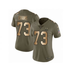 Women Nike Green Bay Packers #73 Jahri Evans Limited Olive Gold 2017 Salute to Service NFL Jersey
