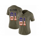 Women Nike Green Bay Packers #81 Geronimo Allison Limited Olive USA Flag 2017 Salute to Service NFL Jersey
