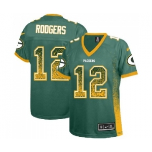 Women's Green Bay Packers #12 Aaron Rodgers Elite Green Drift Fashion Football Jersey