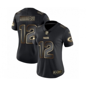 Women's Green Bay Packers #12 Aaron Rodgers Limited Black Gold Vapor Untouchable Limited Football Jersey