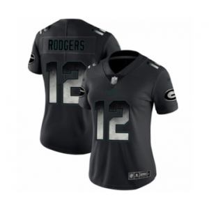 Women's Green Bay Packers #12 Aaron Rodgers Limited Black Smoke Fashion Limited Football Jersey