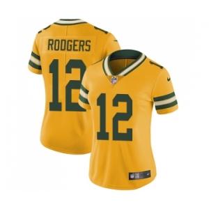 Women's Green Bay Packers #12 Aaron Rodgers Limited Gold Rush Vapor Untouchable Football Jersey
