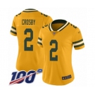 Women's Green Bay Packers #2 Mason Crosby Limited Gold Inverted Legend 100th Season Football Jersey