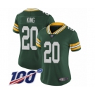 Women's Green Bay Packers #20 Kevin King Green Team Color Vapor Untouchable Limited Player 100th Season Football Jersey