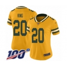 Women's Green Bay Packers #20 Kevin King Limited Gold Inverted Legend 100th Season Football Jersey
