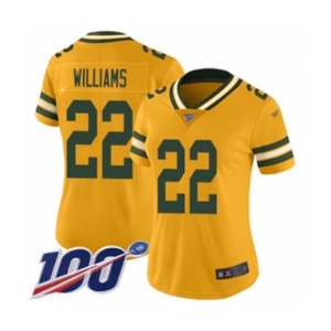 Women's Green Bay Packers #22 Dexter Williams Limited Gold Inverted Legend 100th Season Football Jersey