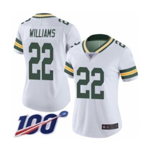Women's Green Bay Packers #22 Dexter Williams White Vapor Untouchable Limited Player 100th Season Football Jersey