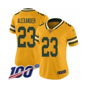 Women's Green Bay Packers #23 Jaire Alexander Limited Gold Inverted Legend 100th Season Football Jersey