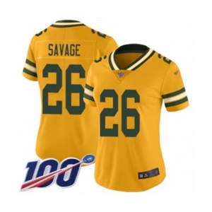 Women's Green Bay Packers #26 Darnell Savage Jr. Limited Gold Inverted Legend 100th Season Football Jersey