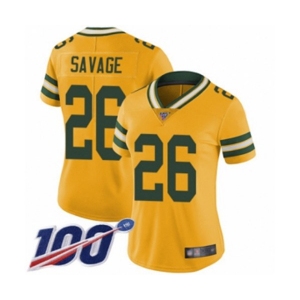 Women's Green Bay Packers #26 Darnell Savage Jr. Limited Gold Rush Vapor Untouchable 100th Season Football Jersey