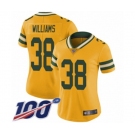 Women's Green Bay Packers #38 Tramon Williams Limited Gold Rush Vapor Untouchable 100th Season Football Jersey