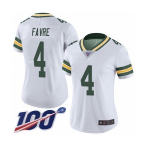 Women's Green Bay Packers #4 Brett Favre White Vapor Untouchable Limited Player 100th Season Football Jersey