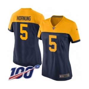 Women's Green Bay Packers #5 Paul Hornung Limited Navy Blue Alternate 100th Season Football Jersey