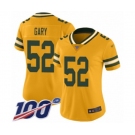Women's Green Bay Packers #52 Rashan Gary Limited Gold Inverted Legend 100th Season Football Jersey