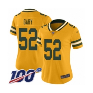 Women's Green Bay Packers #52 Rashan Gary Limited Gold Inverted Legend 100th Season Football Jersey