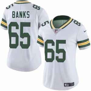 Women's Green Bay Packers #65 Aaron Banks White 2025 Vapor Untouchable Limited Football Stitched Jersey