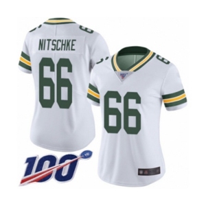 Women's Green Bay Packers #66 Ray Nitschke White Vapor Untouchable Limited Player 100th Season Football Jersey