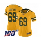 Women's Green Bay Packers #69 David Bakhtiari Limited Gold Inverted Legend 100th Season Football Jersey