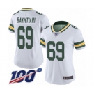 Women's Green Bay Packers #69 David Bakhtiari White Vapor Untouchable Limited Player 100th Season Football Jersey