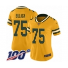 Women's Green Bay Packers #75 Bryan Bulaga Limited Gold Inverted Legend 100th Season Football Jersey