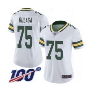 Women's Green Bay Packers #75 Bryan Bulaga White Vapor Untouchable Limited Player 100th Season Football Jersey