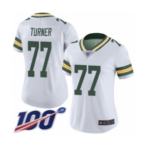 Women's Green Bay Packers #77 Billy Turner White Vapor Untouchable Limited Player 100th Season Football Jersey