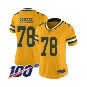Women's Green Bay Packers #78 Jason Spriggs Limited Gold Inverted Legend 100th Season Football Jersey