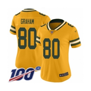 Women's Green Bay Packers #80 Jimmy Graham Limited Gold Inverted Legend 100th Season Football Jersey